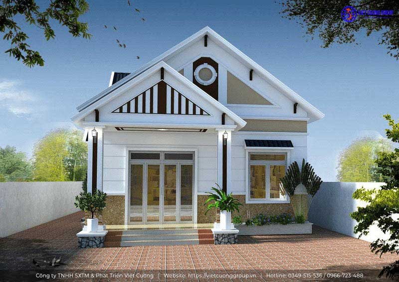 Nhà cấp 4 mái Thái nổi bật với thiết kế mái dốc lấy cảm hứng từ kiến trúc Thái Lan