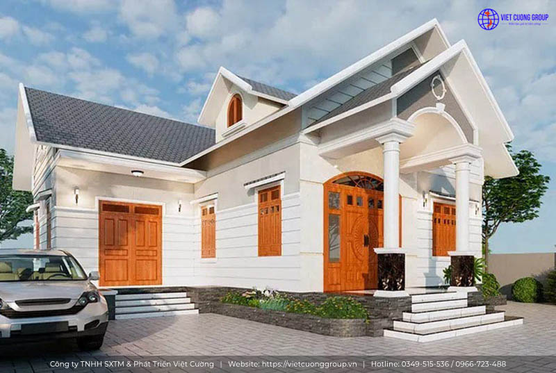 Mẫu nhà cấp 4 mái Thái đẹp với khoảng sân rộng