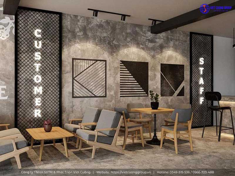 Thiết kế quán cafe mini phong cách industrial